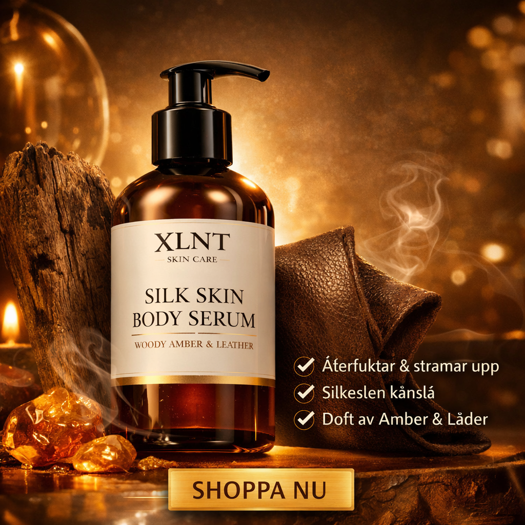 XLNT Silk Skin Body Serum, Woody Amber & Leather