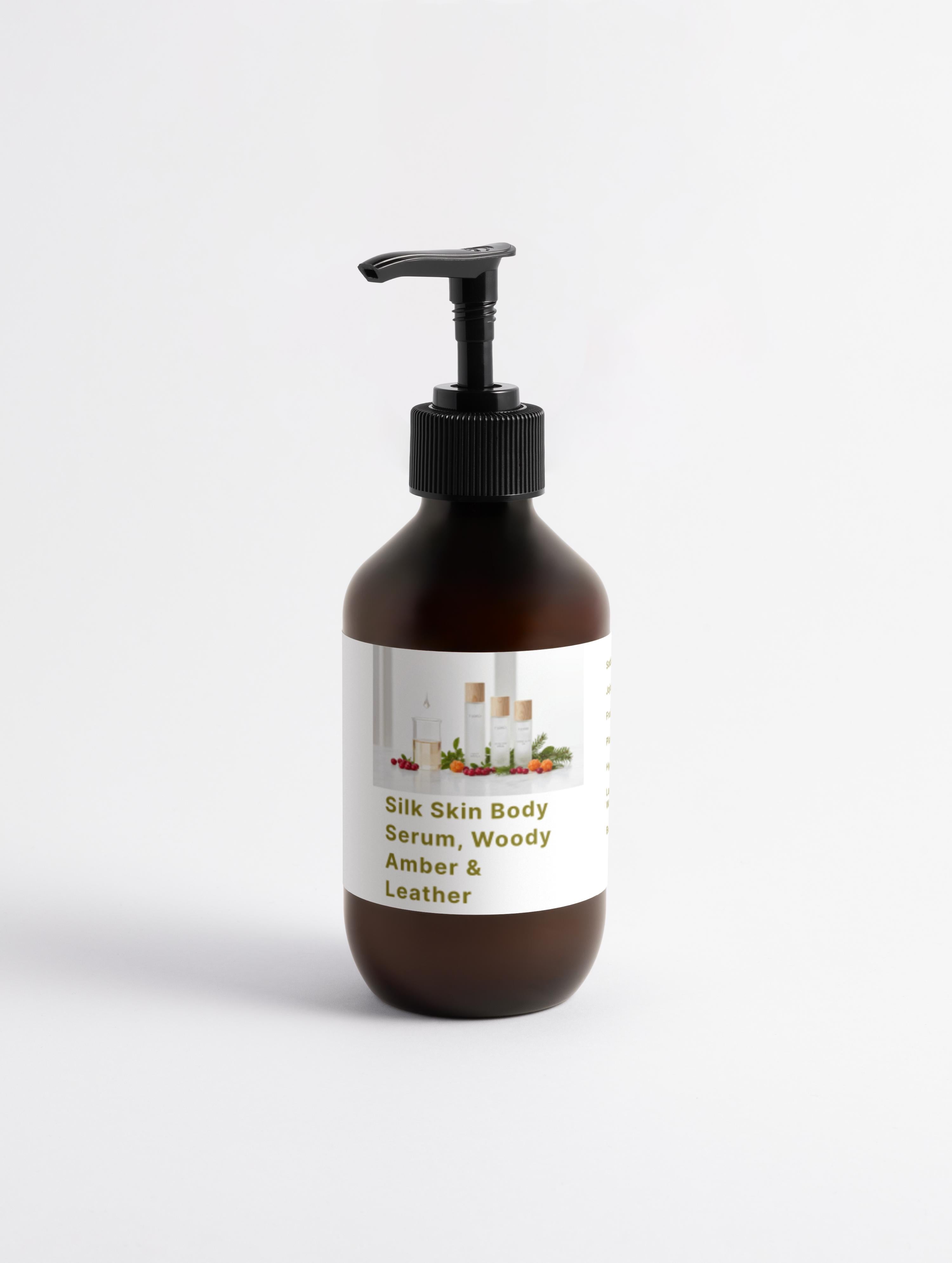 XLNT Silk Skin Body Serum, Woody Amber & Leather