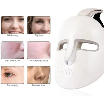 LED Color Light Visual Facial Mask with Charging Base &amp; Magnetic Neckpiece