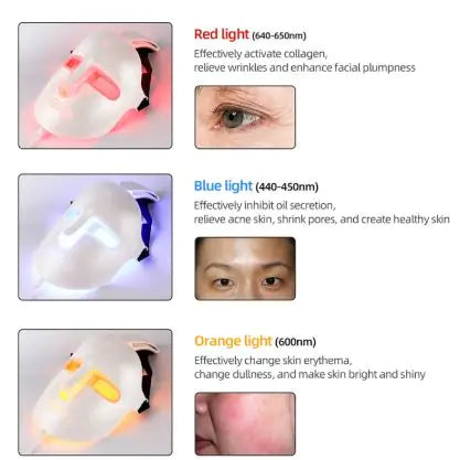 LED Color Light Visual Facial Mask with Charging Base &amp; Magnetic Neckpiece