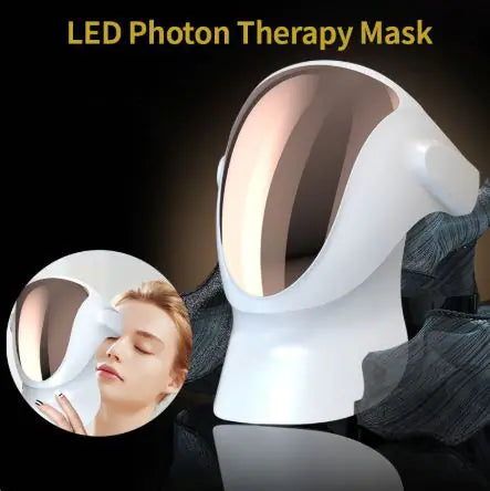 LED Color Light Visual Facial Mask with Charging Base &amp; Magnetic Neckpiece