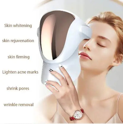 LED Color Light Visual Facial Mask with Charging Base &amp; Magnetic Neckpiece